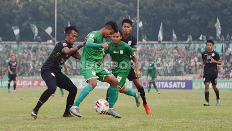 Laga PSMS Medan kontra PSCS Cilacap di Stadion Teladan, Medan, Kamis (12/9/19) sore. Copyright: © Aldi Aulia Anwar/INDOSPORT