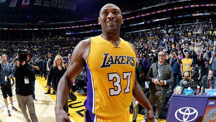 Pemain basket dari Los Angeles Lakers, Metta World Peace. Copyright: © Andrew D. Bernstein/NBAE via Getty Images