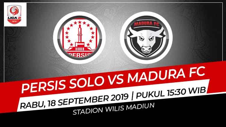 Laga pekan ke-15 Liga 2 2019 wilayah timur antara Persis Solo melawan Madura FC (18/9/19) bisa disaksikan secara langsung melalui live streaming di TV One. Copyright: © INDOSPORT