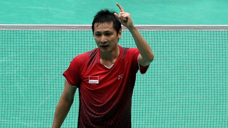 Alvent Yulianto, mantan pemain bulutangkis saat berlaga di Asian Games 2010 bersama Mohammad Ahsan. Copyright: © Hannah Peters/Getty Images