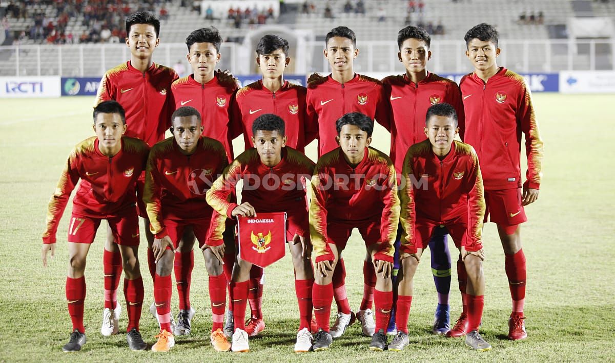 Skuat Timnas Indonesia U-16 saat berlaga di Pra Piala Asia U-16 di Stadion Madya Senaya beberapa waktu lalu. Copyright: © Herry Ibrahim/INDOSPORT