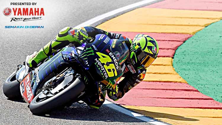 Pembalap Yamaha, Valentino Rossi akan memulai balapan MotoGP Aragon 2019 dari posisi keenam. Copyright: © JOSE JORDAN/AFP/Getty Images