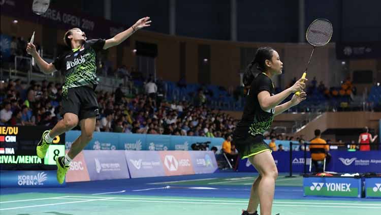 Wakil Indonesia di sektor ganda campuran Denmark Open 2019, Rinov Rivaldy dan Pitha Haningtyas Mentari, mengakui tak siap melawan pasangan China. Copyright: © humas PBSI