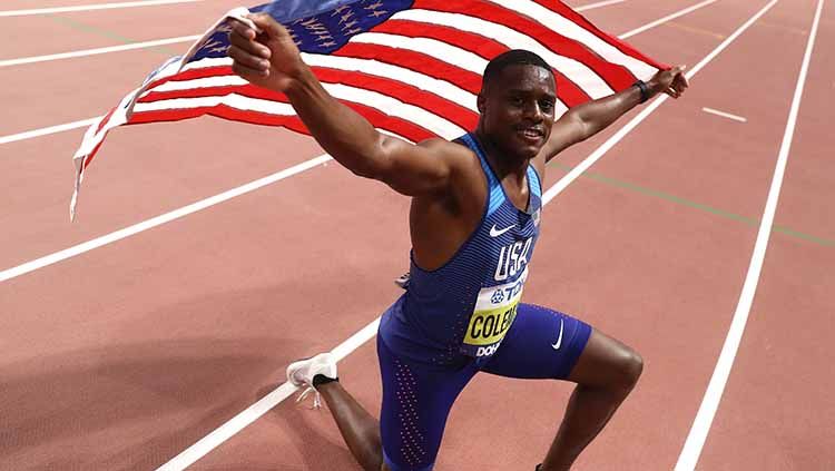 Christian Coleman berhasil memenangi gelar juara dunia 100 meter pada Kejuaraan Dunia Atletik 2019 Copyright: © Alexander Hassenstein/Getty Images for IAAF