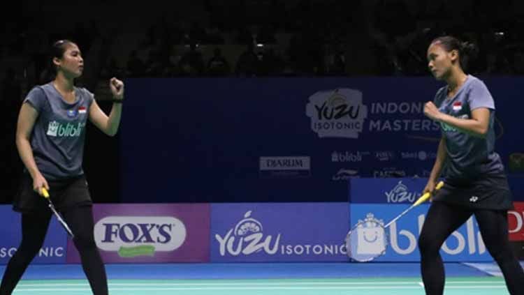 Della Destiara Haris/Rizki Amalia Pradipta mentok di semifinal Macau Open 2019. Copyright: © PBSI