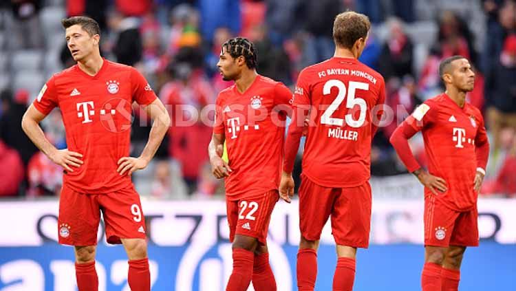 Ekspresi kekecewaan pemain Bayern Munchen saat dibungkam oleh Hoffenheim. Copyright: © Sebastian Widmann/GettyImages