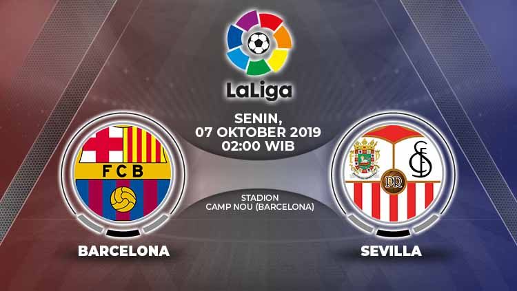 Dengan segenap rekor apik, Barcelona diunggulkan untuk mengalahkan Sevilla dalam laga pekan delapan LaLiga Spanyol pada Senin (7/10/19) pukul 02.00 WIB. Copyright: © Grafis: Yanto/Indosport.com