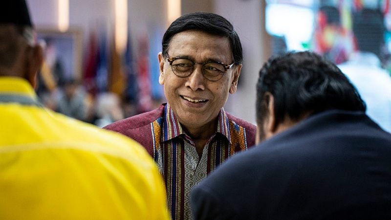 Kementerian Koordinator Bidang Politik, Hukum, dan Keamanan Republik Indonesia, Wiranto, yang juga menjabat sebagai ketum PBSI. Copyright: © Donal Husni/NurPhoto via Getty Images