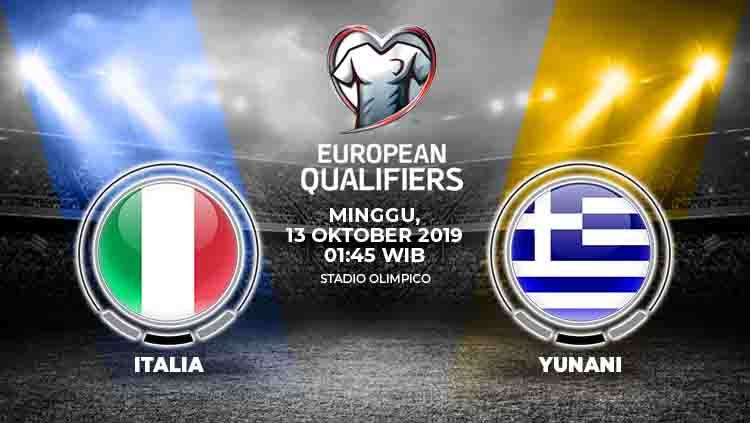 Prediksi pertandingan Italia vs Yunani pada matchday 7 Kualifikasi Euro 2020 Grup J, Minggu (13/10/19), pukul 01.45 WIB, di Stadion Olimpico. Copyright: © INDOSPORT