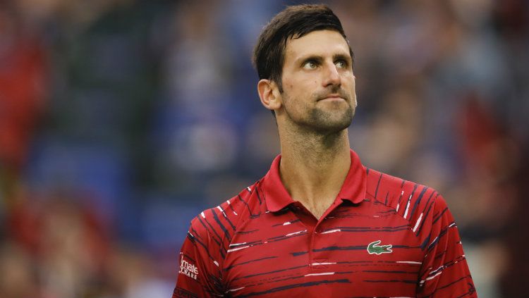 Novak Djokovic di Shanghai Masters 2019 saat takluk dari Stefanos Tsitsipas. Copyright: © Fred Lee/Getty Images
