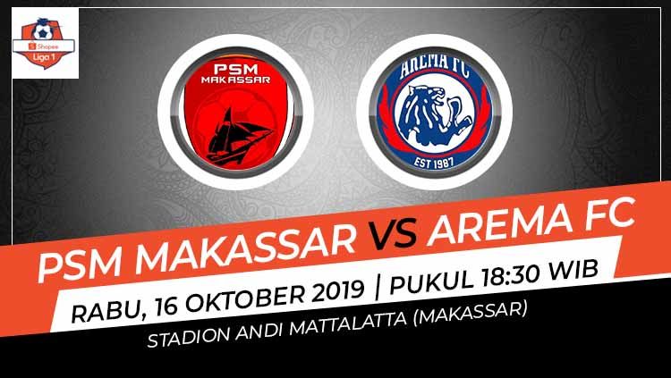 Prediksi pertandingan PSM Makassar vs Arema FC dalam lanjutan Shopee Liga 1 2019, Jumat (16/10/19), di Stadion Andi Mattalatta, Makassar. Copyright: © Grafis: Indosport.com