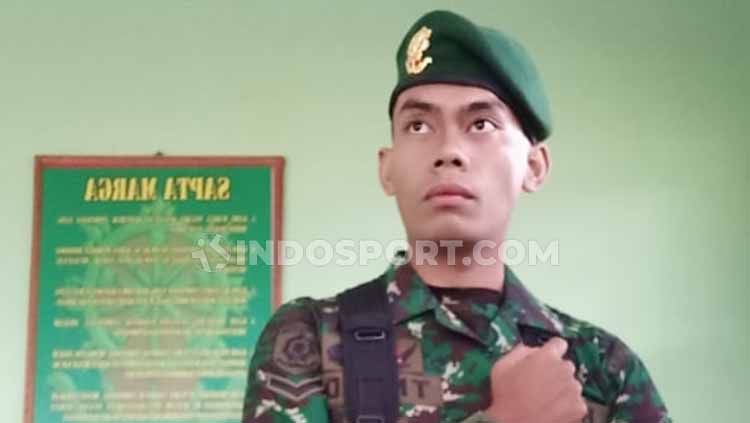 Fachri Firmansyah, penggawa Timnas yang ditelantarkan PSSI, satpam viral dan kini prajurit gagah. Copyright: © Zainal Hasan/INDOSPORT
