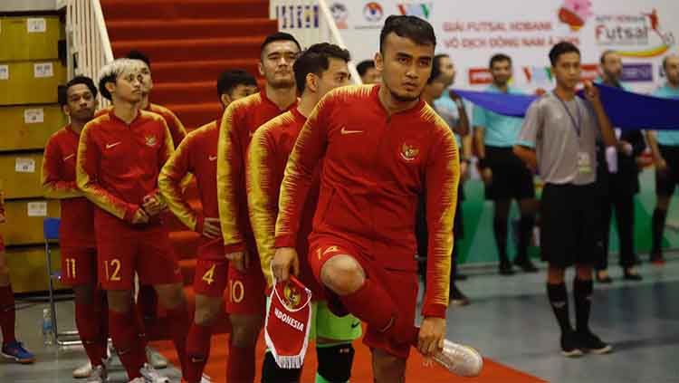 Timnas Futsal Indonesia meraih hasil maksimal di laga perdana Piala AFF Futsal 2019. Skuat Garuda berhasil mengkandaskan perlawanan Malaysia dengan skor 3-2. Copyright: © Media FFI