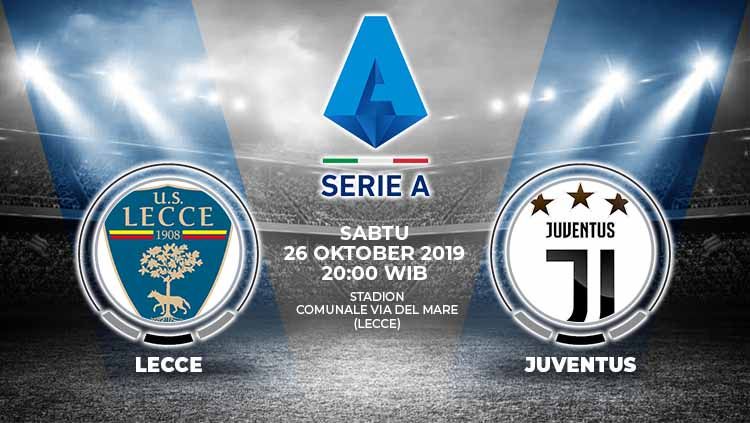 Laga pekan kesembilan Serie A Italia 2019/20 antara Lecce melawan Juventus, Sabtu (26/10/19), pukul 20.00 WIB, bisa disaksikan lewat situs live streaming. Copyright: © Grafis: Yanto/Indosport.com