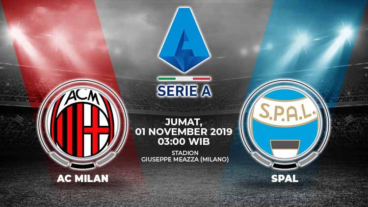 Prediksi pertandingan Liga Serie A Italia antara AC Milan vs SPAL pada Jumat (1/11/19) dini hari WIB, laga ini jadi kesempatan bangkit skuat Rossoneri. Copyright: © Grafis: Yanto/Indosport.com