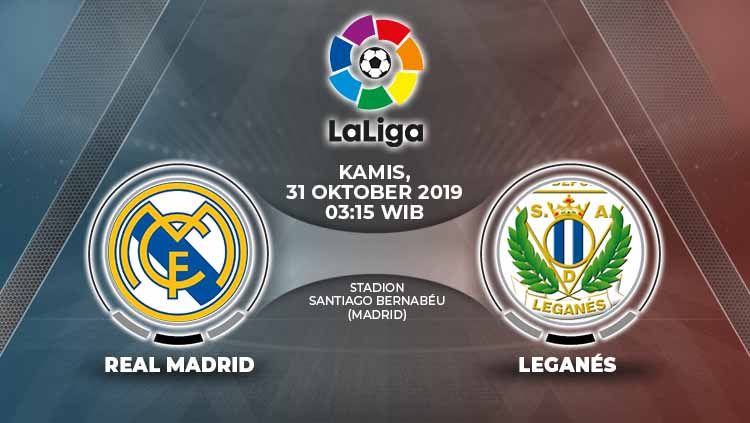 Duel timpang akan tersaji dalam pertandingan LaLiga Spanyol antara Real Madrid vs Leganes, Kamis (31/10/19) esok di Santiago Bernabeu. Copyright: © Grafis: Yanto/Indosport.com