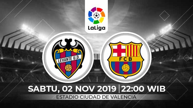 Laga pekan ke-12 LaLiga Spanyol antara Levante melawan Barcelona, Sabtu (2/11/19), pukul 22.00 WIB bisa disaksikan secara langsung melalui live streaming. Copyright: © INDOSPORT