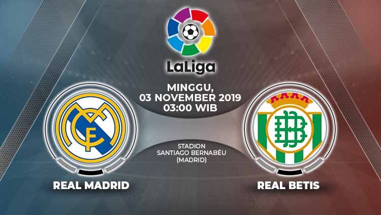 Real Madrid diprediksi bisa meraih tiga poin dalam laga pekan ke-12 LaLiga Spanyol melawan Real Betis, Minggu (11/3/19) dini hari di Santiago Bernabeu. Copyright: © Grafis: Yanto/Indosport.com