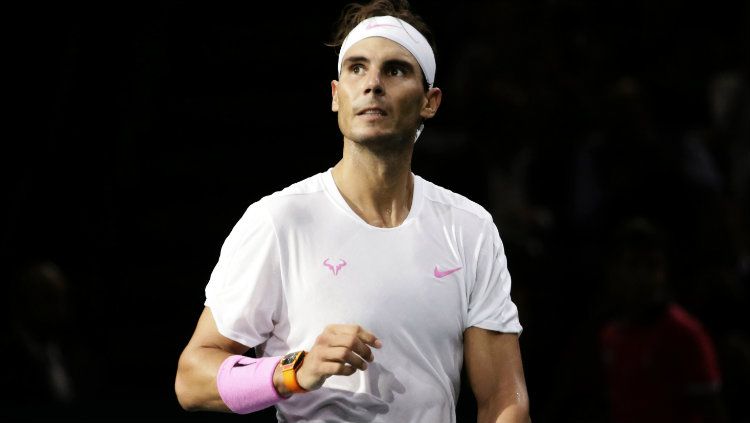 Rafael Nadal di Paris Masters 2019 usai mengalahkan Stan Wawrinka. Copyright: © Ibrahim Ezzat/NurPhoto via Getty Images