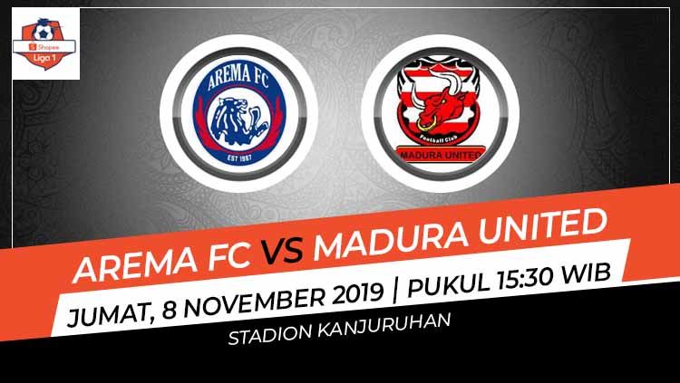 Jadwal pertandingan pekan ke-27 Shopee Liga 1 2019 hari ini, Jumat (8/11/19) pukul 15.30 WIB, akan menyajikan partai Arema FC melawan Madura United. Copyright: © INDOSPORT