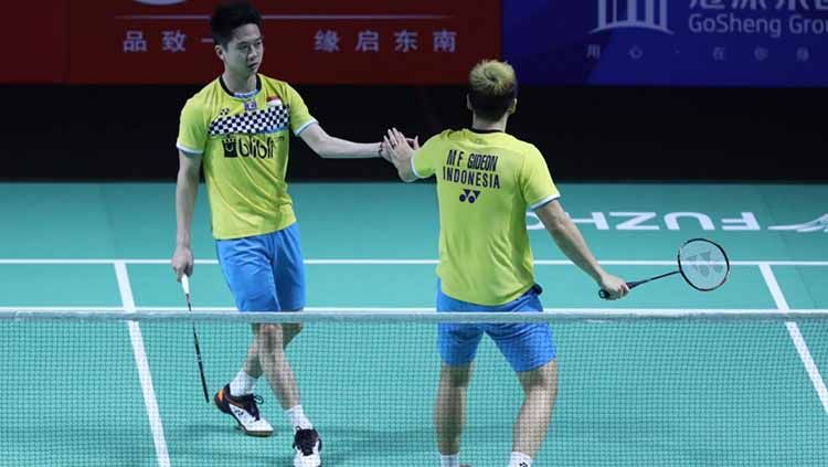 Kevin/Marcus dipastikan akan berpartisipasi di World Tour Finals 2019 setelah lolos ke perempatfinal Fuzhou China Open. Copyright: © Humas PBSI