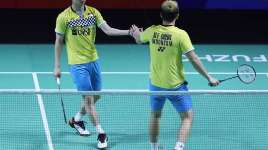 Kevin/Marcus Tumbangkan Ganda China He Ji Ting/Tan Qiang dan ke perempatfinal Fuzhou China Open 2019 Copyright: © Humas PBSI