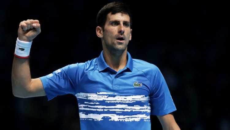 Novak Djokovic saat dikalahkan Dominic Thiem di Nitto ATP Finals 2019. Copyright: © Julian Finney/Getty Images