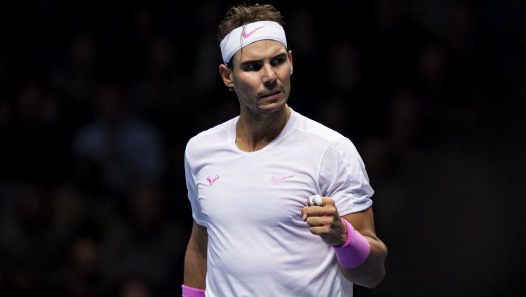 Rafael Nadal selebrasi usai mengalahkan Daniil Medvedev di Nitto ATP Finals 2019. Copyright: © TPN/Getty Images
