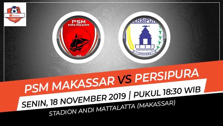 Hasil pertandingan antara PSM Makassar vs Persipura Jayapura di Liga 1 2019 berakhir dengan skor 4-0, Senin (18/11/19) malam. Copyright: © Grafis: Indosport.com