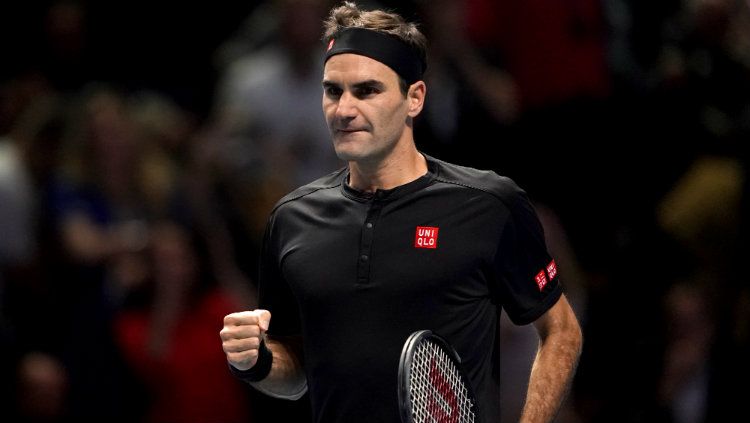 Roger Federer di turnamen tenis Nitto ATP Finals 2019. Copyright: © Tess Derry/PA Images via Getty Images