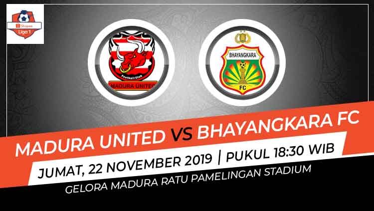 Berikut prediksi pertandingan sepak bola Kompetisi Shopee Liga 1 2019 pekan ke-28 antara Madura United vs Bhayangkara FC. Copyright: © INDOSPORT