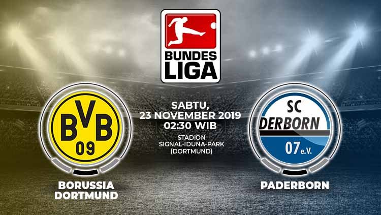 Prediksi pertandingan pekan ke-12 Bundeliga Jerman 2019-2020 antara Borussia Dortmund vs Paderborn. Copyright: © Grafis: Yanto/Indosport.com