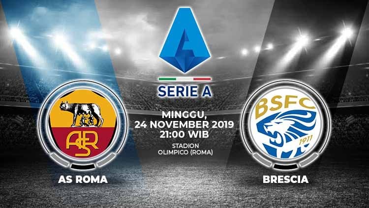 Prediksi laga AS Roma yang akan menjamu Brescia dalam laga lanjutan Serie A Liga Italia pekan ke-13 yang akan diselenggarakan di Olimpico pada hari Minggu (24/11/2019) pukul 21.00 WIB. Copyright: © INDOSPORT
