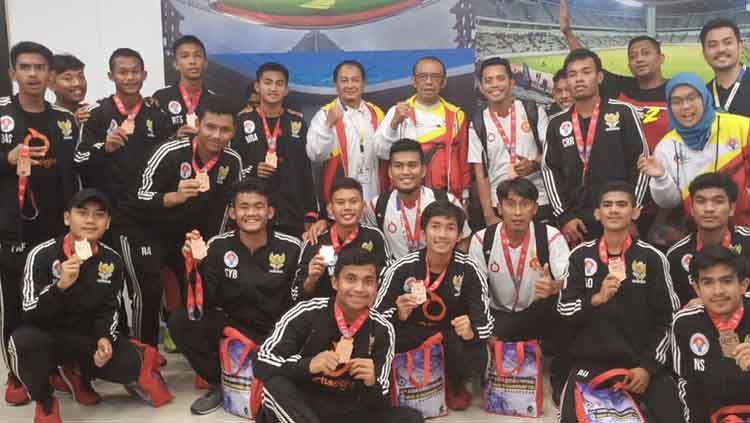 Timnas Pelajar Indonesia berhasil merebut peringkat tiga perhelatan 47th Asian Schools Football Championship 2019 usai mengalahkan Korea Selatan. Copyright: © Humas Kemenpora.