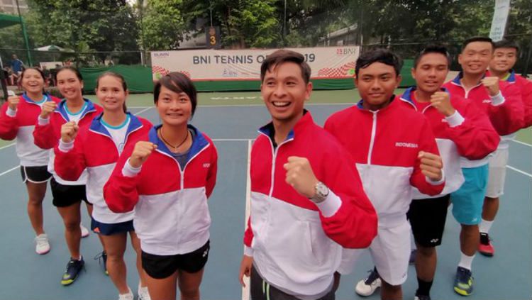 Tim tenis Indonesia di SEA Games 2019, di antaranya Christopher Rungkat dan Aldila Sutjiadi. Copyright: © tennisindonesia.com