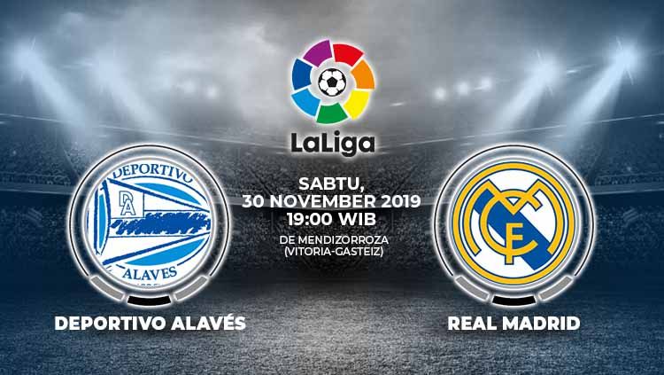 Berikut link live streaming pertandingan antara Alaves vs Real Madrid dalam lanjutan LaLiga Spanyol pekan ke-15, Sabtu (30/11/19) pukul 19.00 WIB. Copyright: © Grafis: Indosport.com