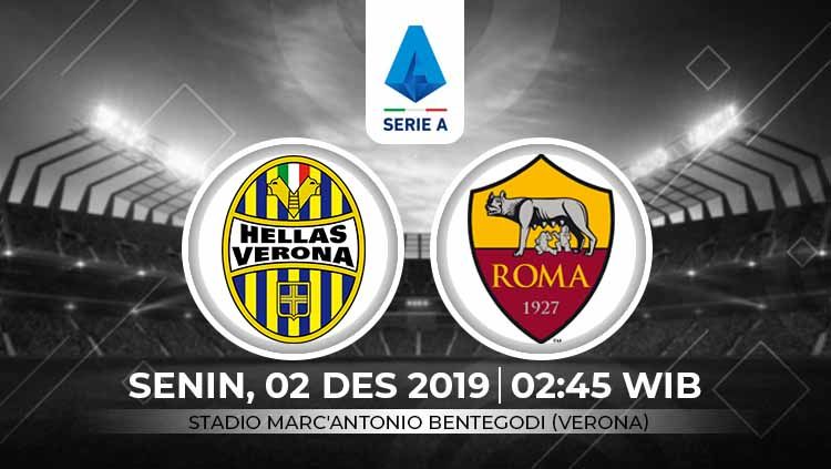 Berikut prediksi pertandingan antara Hellas Verona vs As Roma dalam lanjutan Serie A Italia pekan ke-14, Senin (02/12/19) dini hari WIB. Copyright: © Grafis: Indosport.com