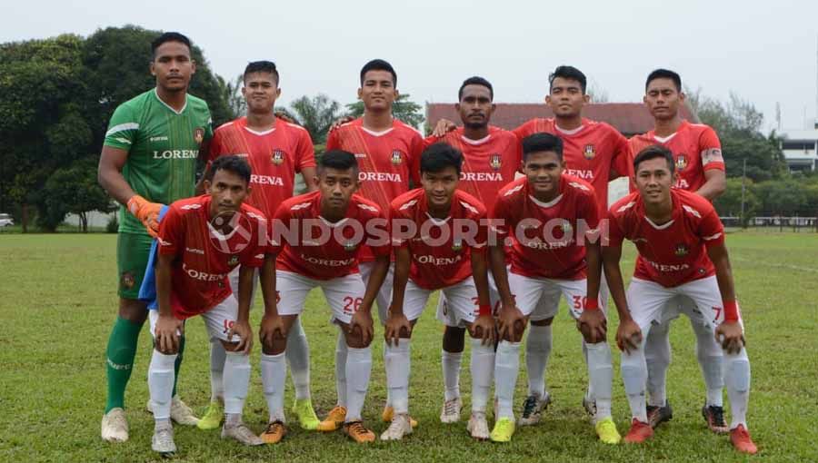 Klub asal Sumatera Utara (Sumut), Karo United, sebelum melakoni laga Liga 3 2019. Copyright: © Aldi Aulia Anwar/INDOSPORT