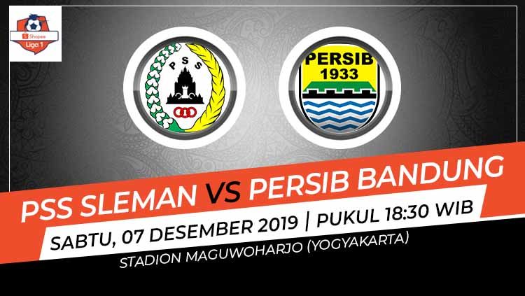 Prediksi pertandingan pekan ke-31 Shopee Liga 1 2019 antara PSS Sleman vs Persib Bandung, Sabtu (07/12/19). Copyright: © Grafis: Indosport.com