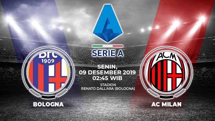 AC Milan diprediksi bisa mengalahkan Bologna dalam laga pekan ke-15 Serie A Italia 2019/20 di Renato Dall’Ara, Senin (9/12/19), pukul 02.45 WIB. Copyright: © Grafis: Indosport.com