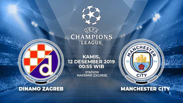 Berikut link live streaming laga Grup C Liga Champions antara tuan rumah Dinamo Zagreb vs Manchester City, Kamis (12/12/2019) dini hari nanti. Copyright: © Grafis: Indosport.com