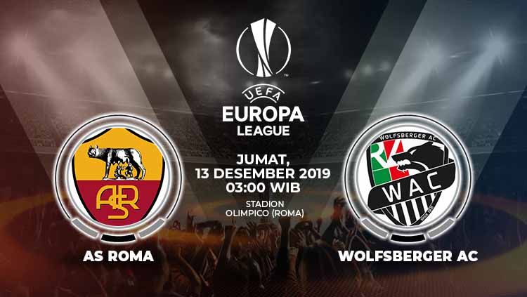 Laga terakhir grup J Liga Europa antara AS Roma melawan Wolfsberger AC, Jumat (13/12/19), 03.00 WIB, bisa disaksikan di situs live streaming Vidio.com. Copyright: © Grafis: Indosport.com