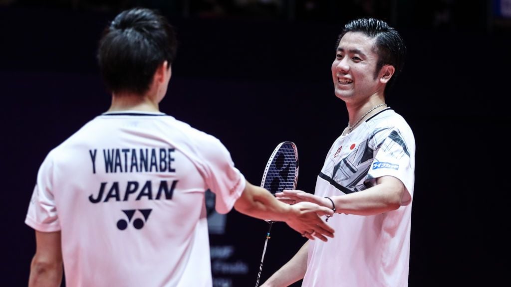Yuta Watanabe dan Hiroyuki Endo, ganda putra terbaik milik Jepang di BWF World Tour Finals 2019. Copyright: © Shi Tang/Getty Images