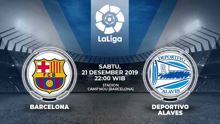 Laga pekan ke-18 LaLiga Spanyol antara Barcelona melawan Deportivo Alaves, Sabtu (21/12/19), 22.00 WIB, bisa disaksikan secara live streaming di BeIN Sports. Copyright: © Grafis:Ynt/Indosport.com
