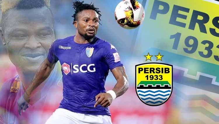 Persib Bandung, klub Liga 1 Indonesia, dikabarkan tertarik merekrut penyerang Nigeria bernama Ganiyu Oseni. Copyright: © Grafis:Ynt/Indosport.com