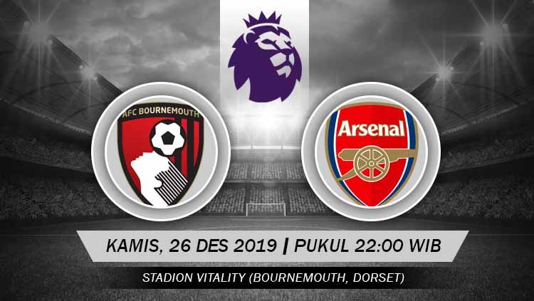 Arsenal akan bertemu Bournemouth dalam laga Liga Inggris pekan ke-19 yang akan diselenggarakan di Dean Court pada hari Kamis (26/12/2019) pukul 22.00 WIB. Copyright: © Grafis: Indosport