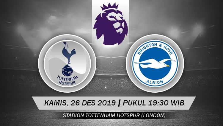 Pekan ke-19 Liga Inggris 2019/20 akan tersaji laga antara Tottenham Hotspur melawan Brighton & Hove Albion, Kamis (26/12/19), 19.30 WIB, di Tottenham Hotspur Stadium. Spurs diperkirakan bisa menemukan kebangkitannya di laga ini. Copyright: © Grafis: Indosport