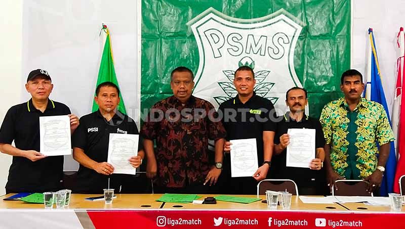 PSMS Medan perkenalan pelatih baru untuk Liga 2 2020, Jumat (03/1/2020). Copyright: © Aldi Aulia Anwar/INDOSPORT
