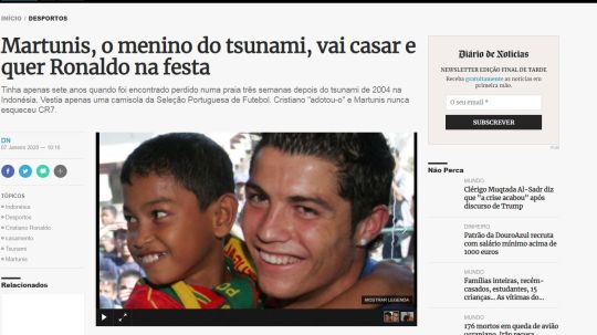 Viral, Media Portugal Soroti Martunis yang Ingin Pernikahannya Dihadiri Ronaldo Copyright: © dn.pt