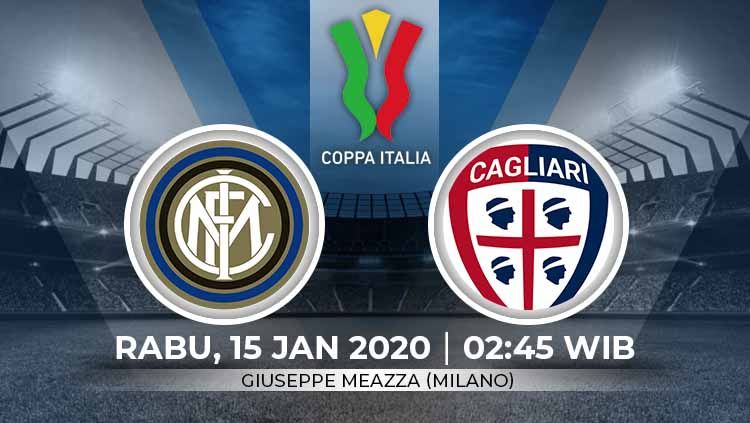 Inter Milan akan menjamu Cagliari dalam babak 16 besar Coppa Italia yang akan diselenggarakan pada hari Rabu (15/1/2020) pukul 02.45 WIB di Giuseppe Meazza. Copyright: © Grafis:Ynt/Indosport.com